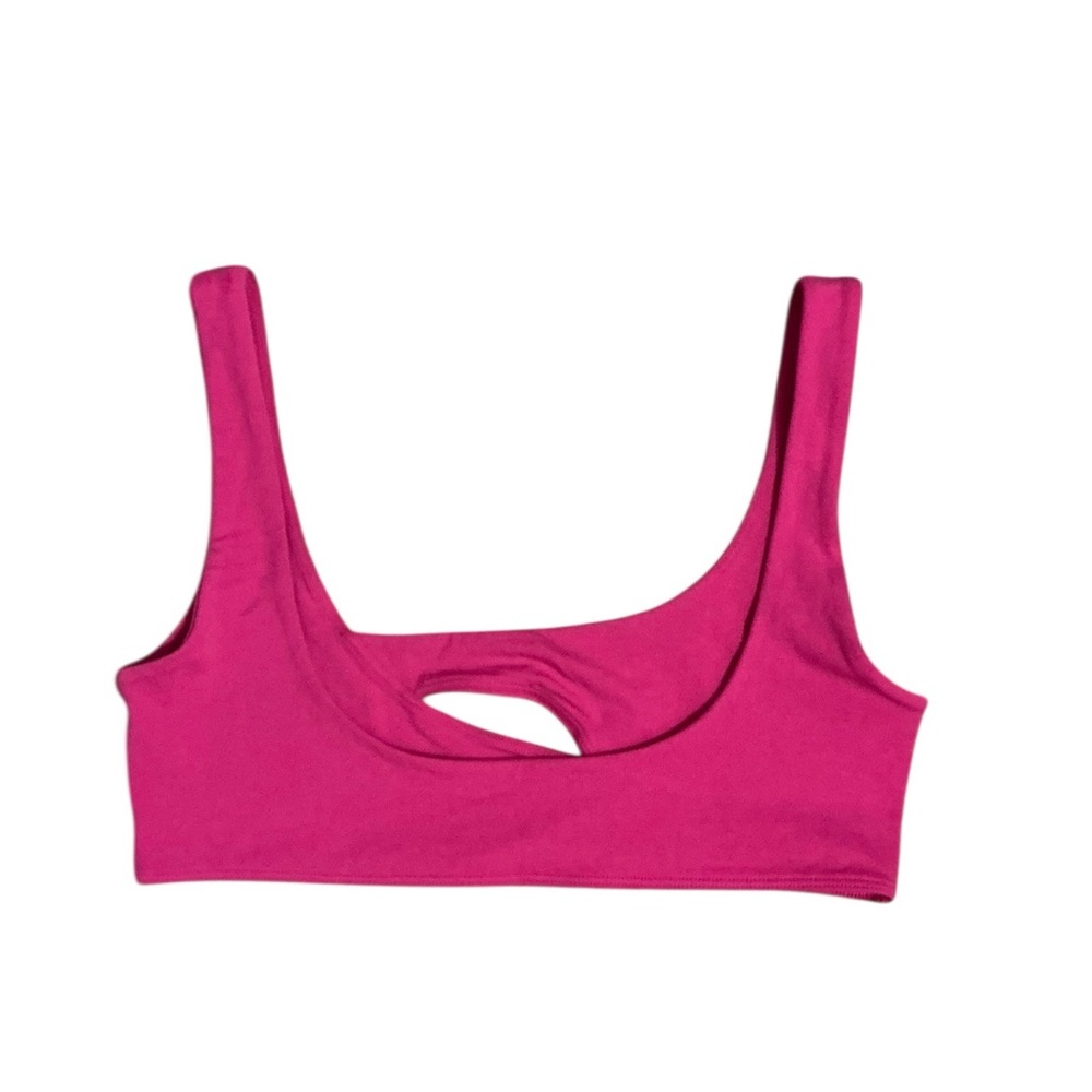 ANTHROPOLOGIE The LyreBird CottonCloud Asymmetric Cutout Bralette M Hot Pink NWT - Picture 8 of 10